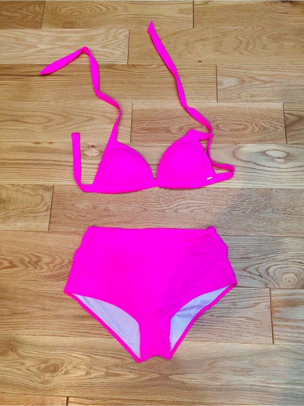 PINK Victoria's Secret Neon Pink High-Waist Triangle Bikini